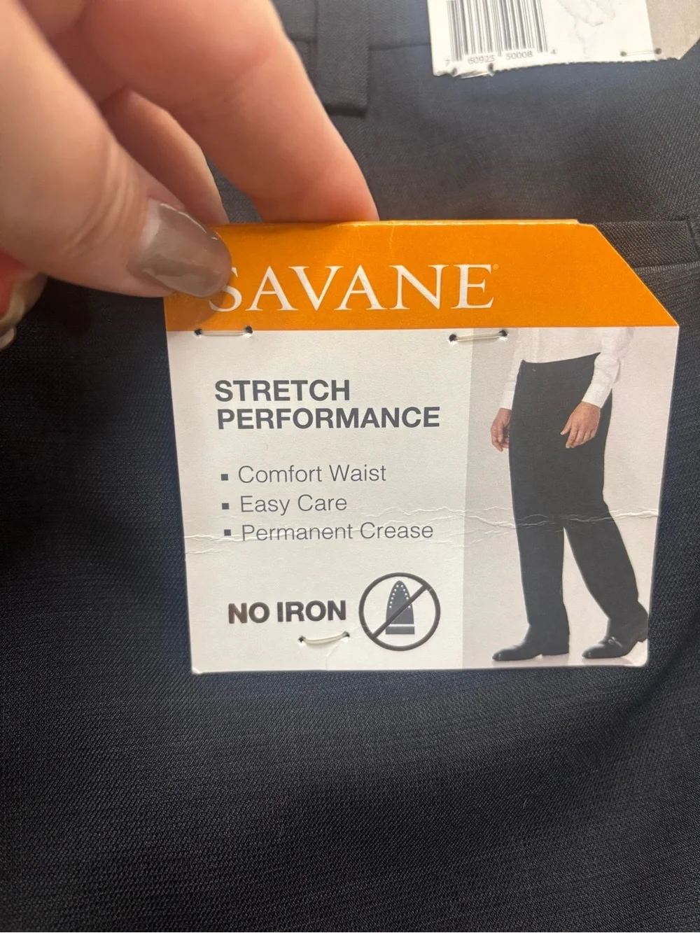 Savane Stretch Performance Mens No Iron Dress Pants Size 38x30 Comfort Waist New